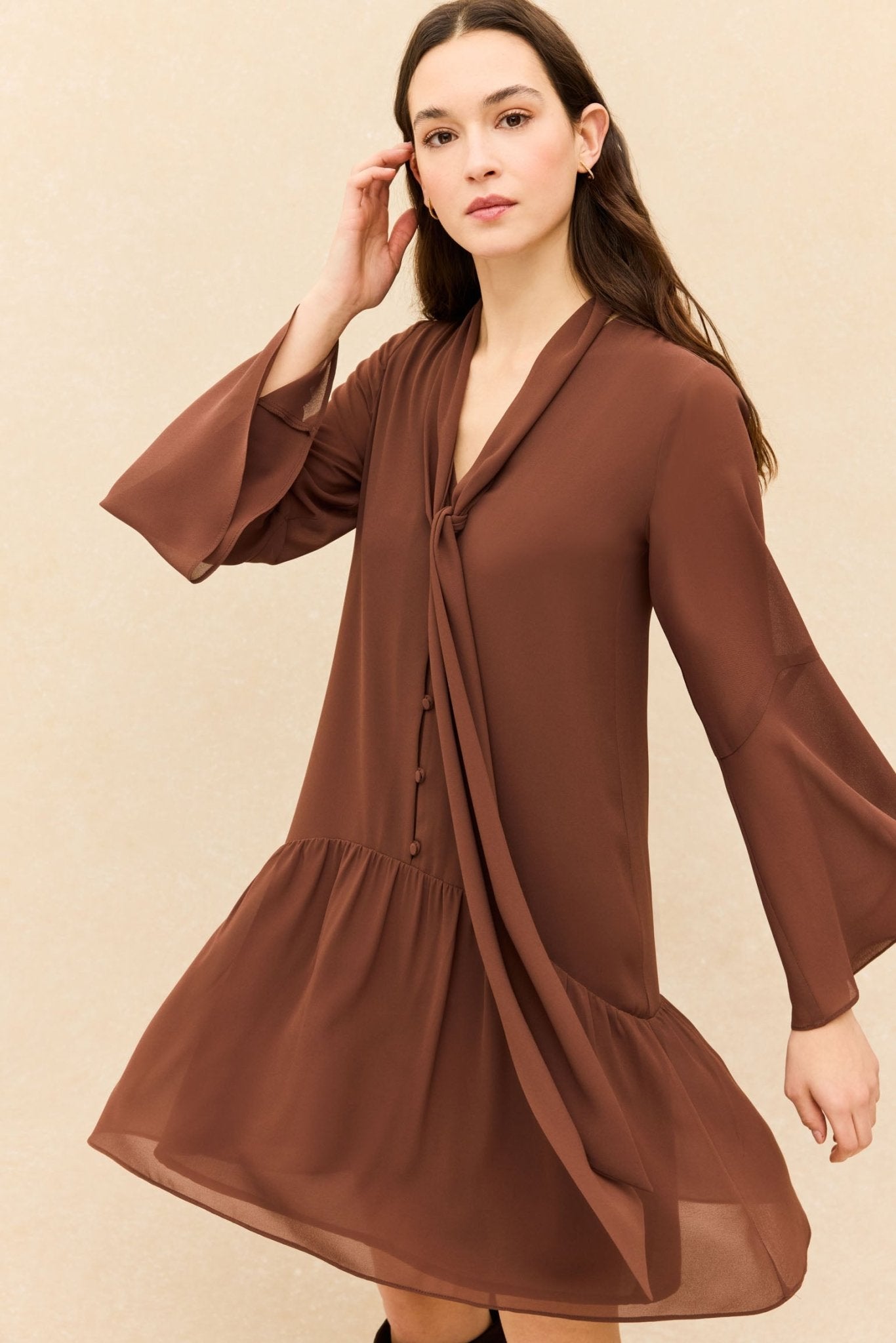 Vestido ARONA Marrón Mocca - BIMANI