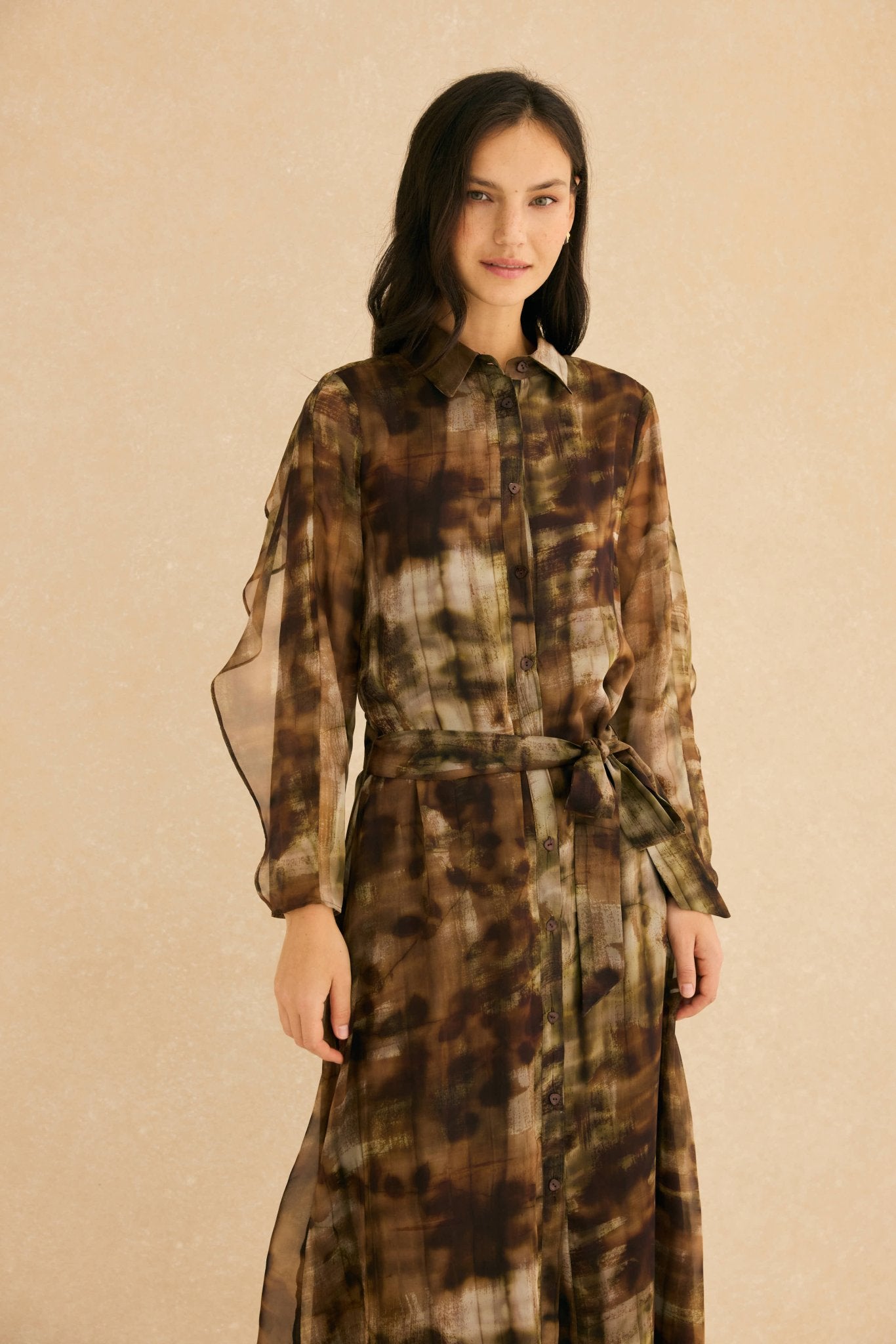 Vestido CAPUCINE Estampado Khaki - BIMANI