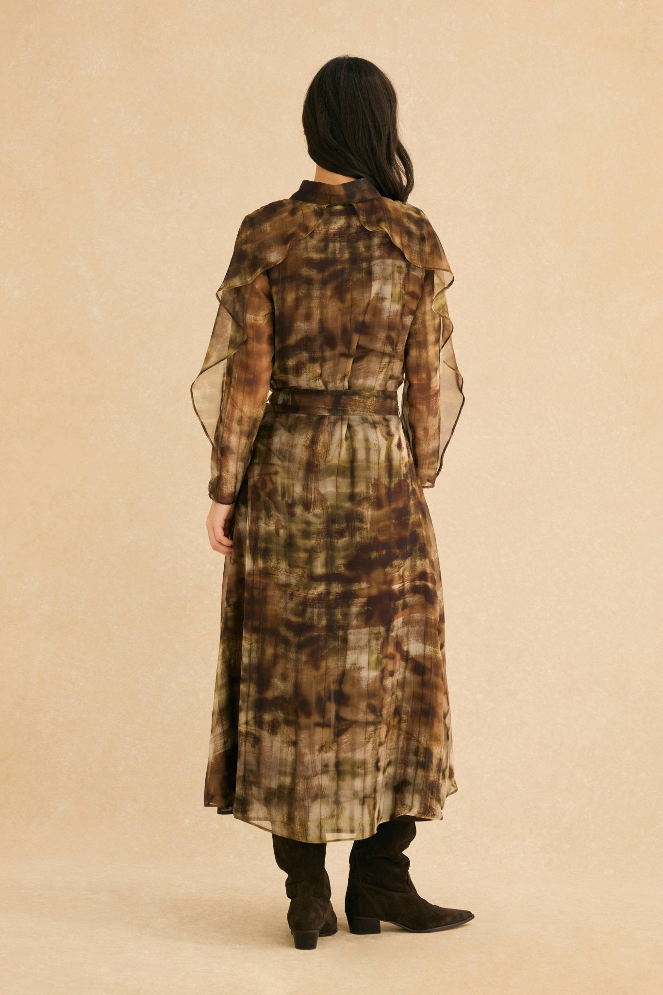 Vestido CAPUCINE Estampado Khaki - BIMANI