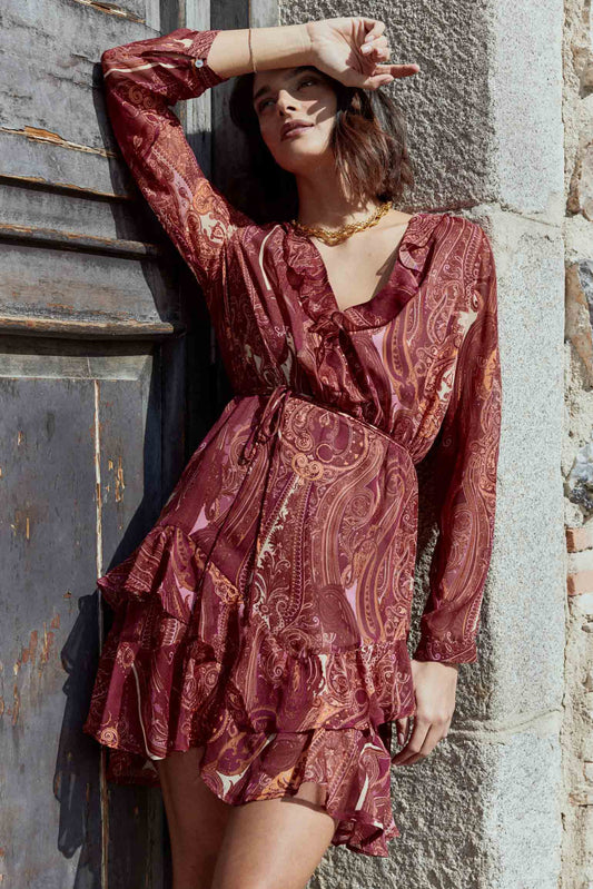 Vestido CASSIS Print Burgundy - BIMANI