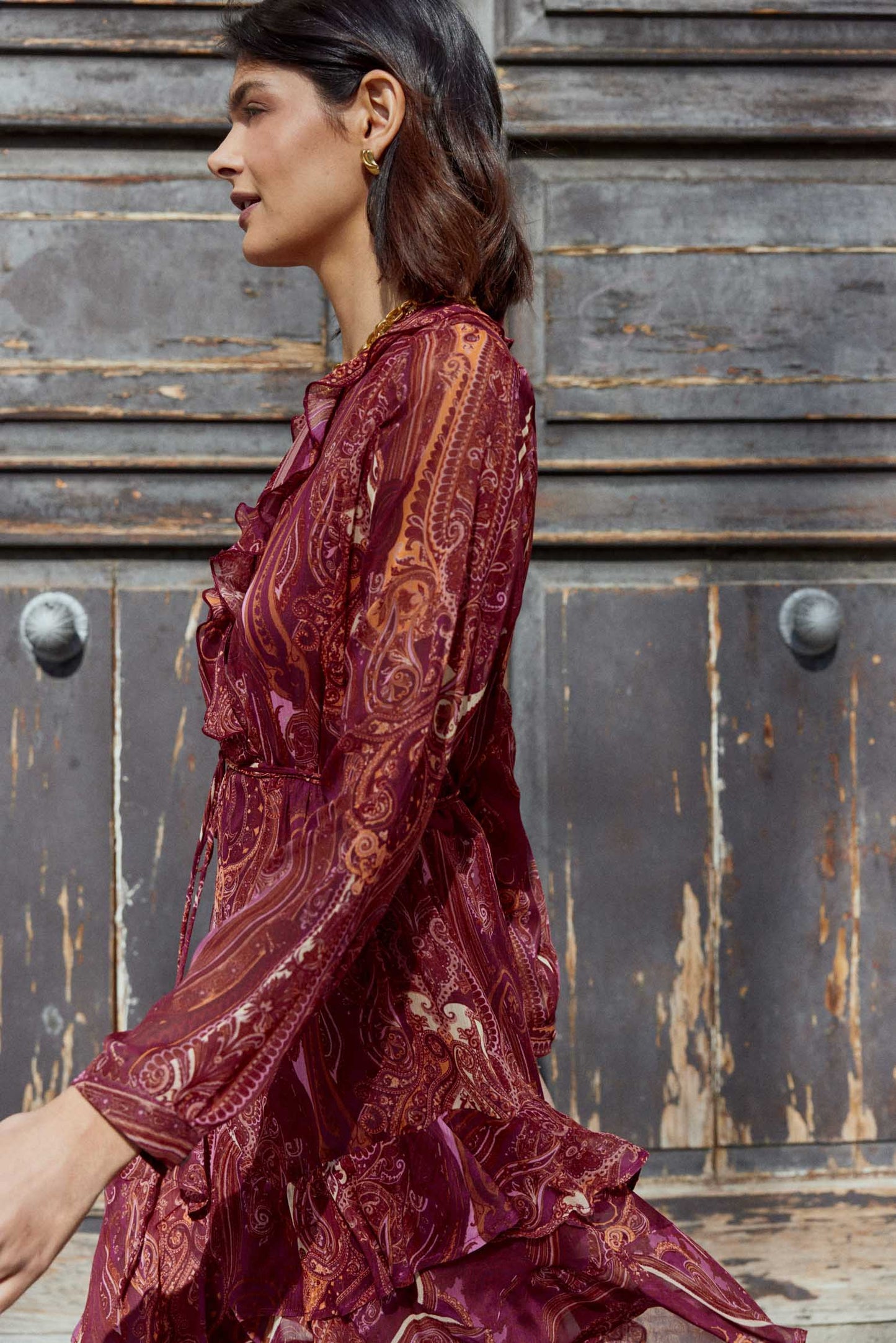 Vestido CASSIS Print Burgundy - BIMANI