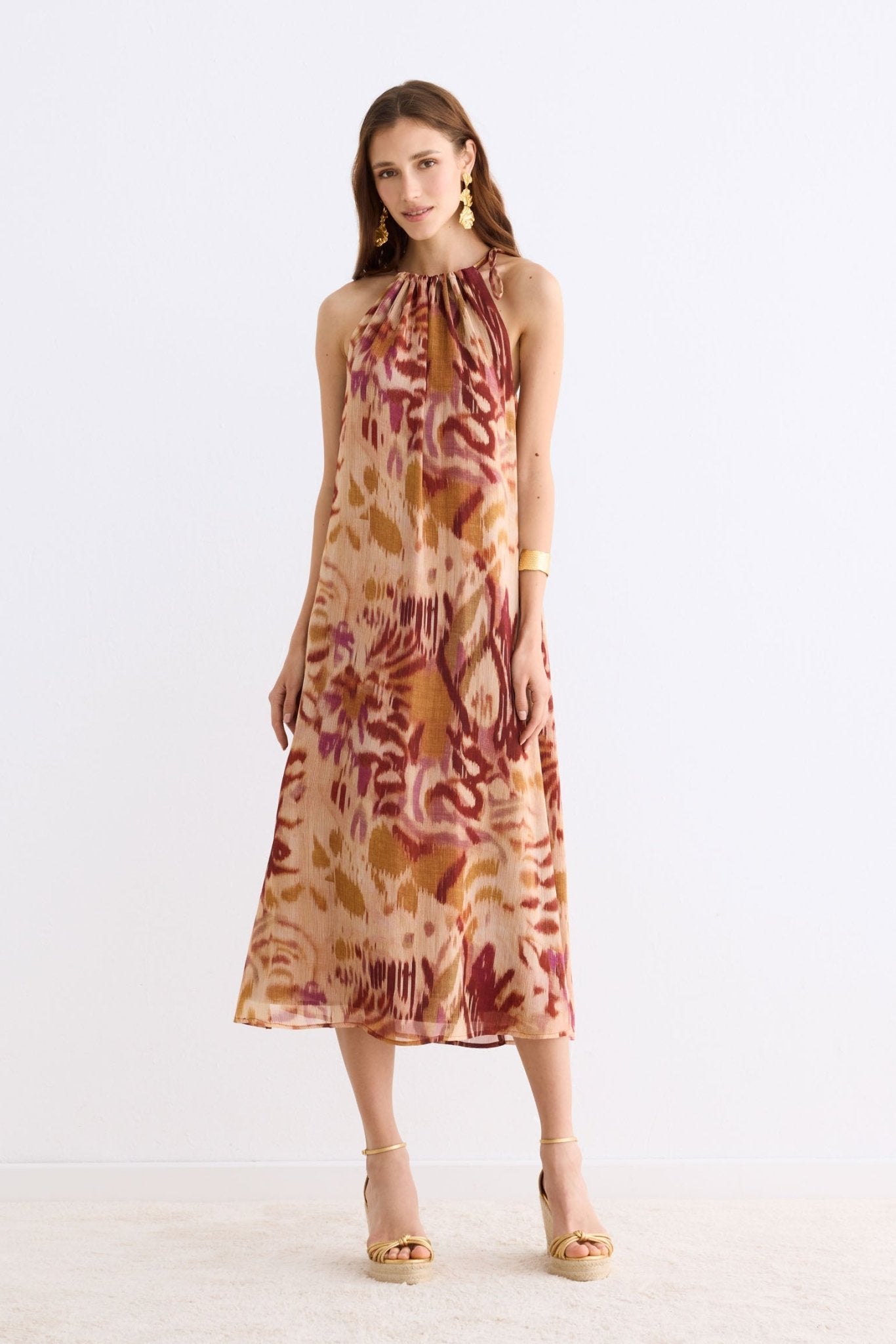 Vestido DEBA Estampado Mostaza - BIMANI