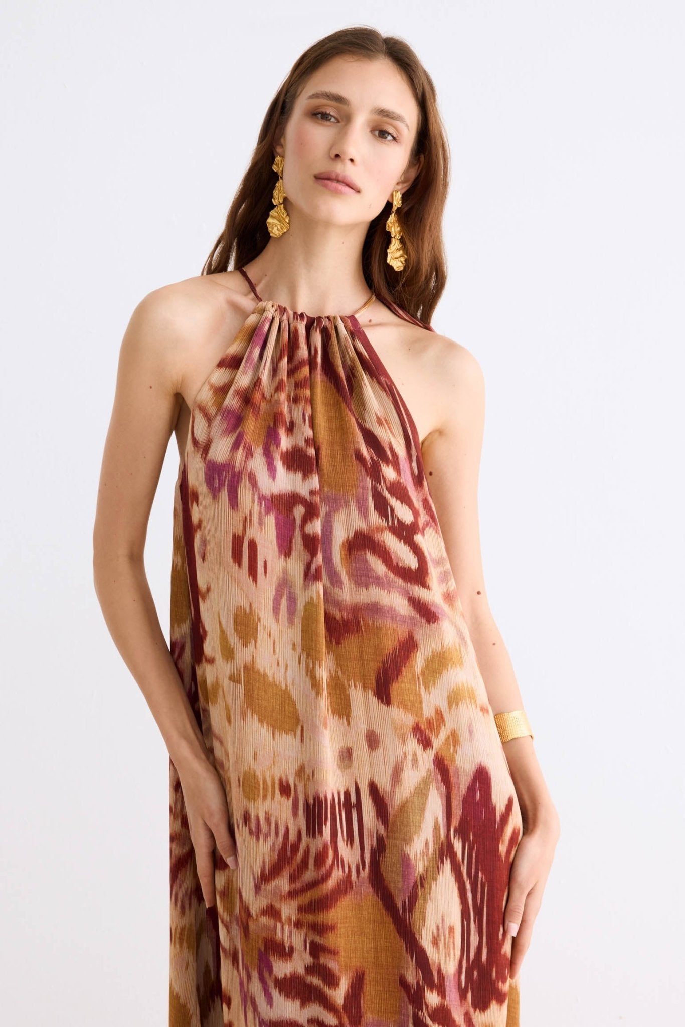 Vestido DEBA Estampado Mostaza - BIMANI