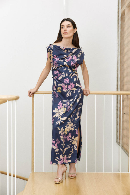 IRABU Print Navy Dress