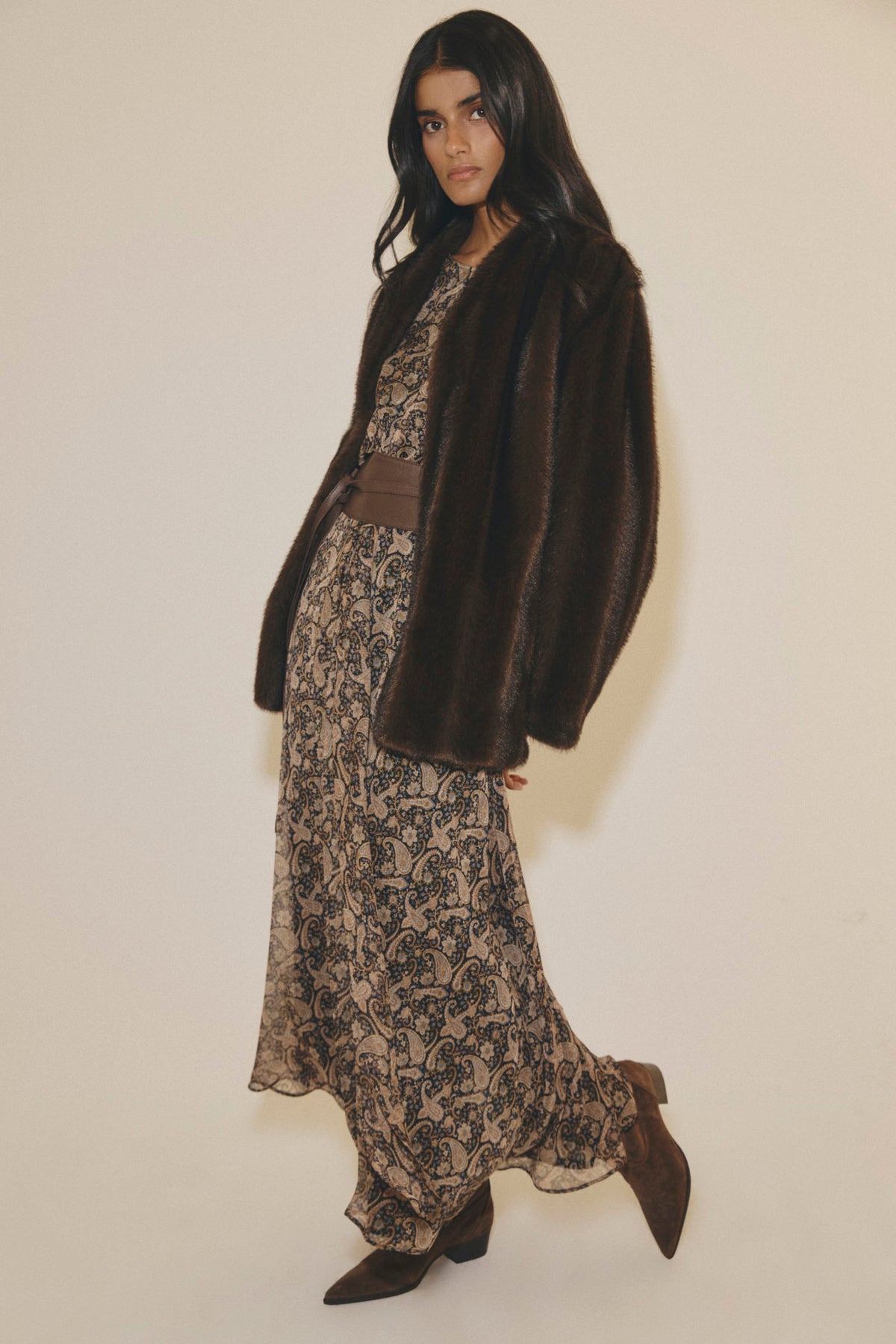 LESIA Brown Printed Dress