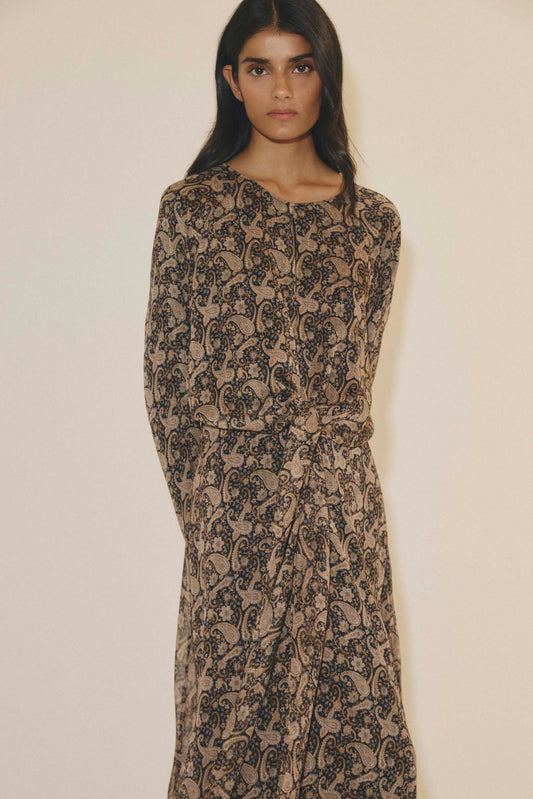Vestido LESIA Estampado Marrón - BIMANI