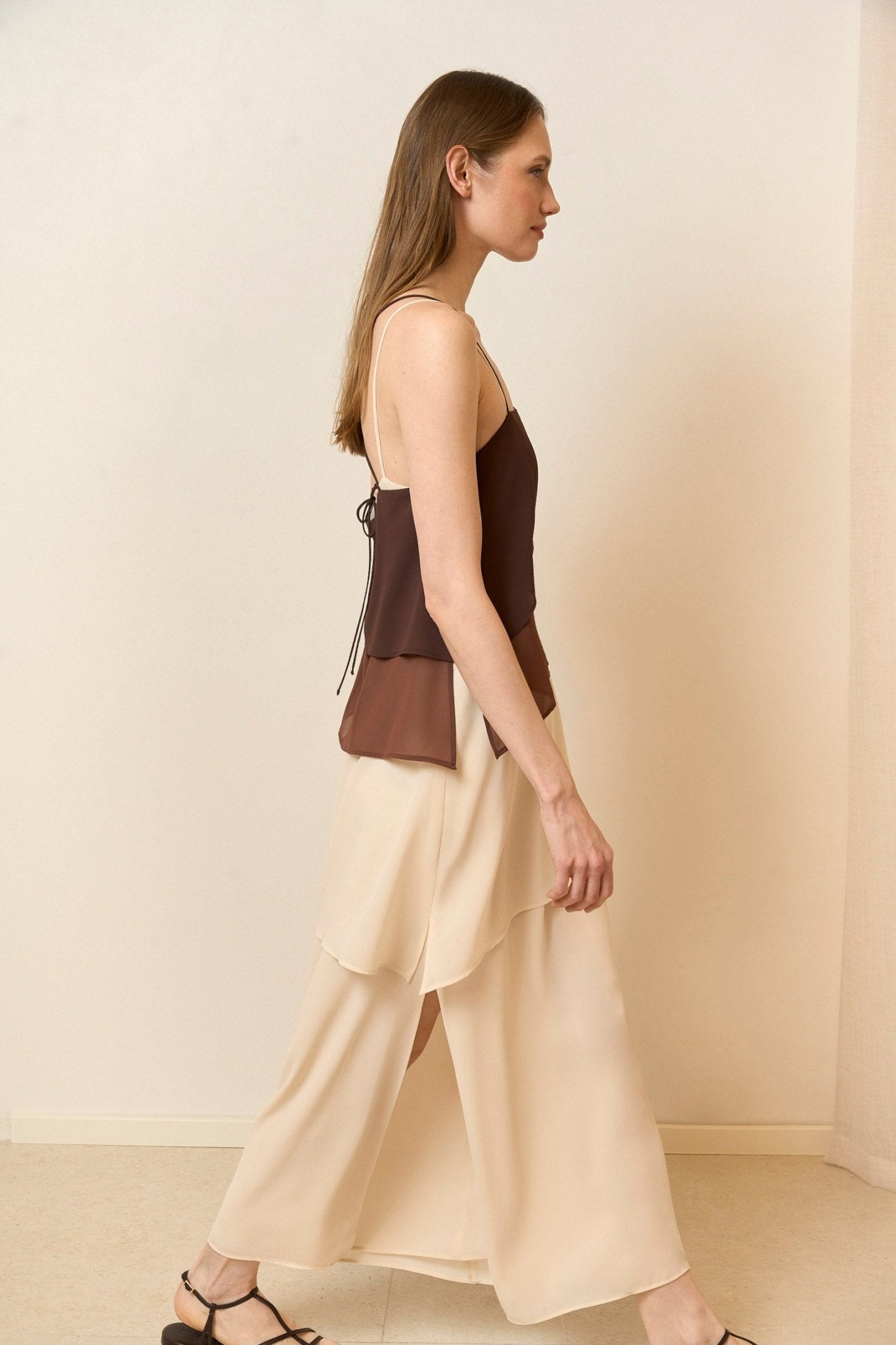 Vestido ROSIE Marrón Caliza - BIMANI