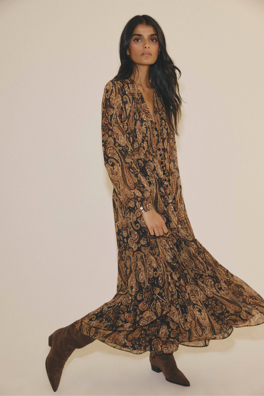 Vestido VANA Estampado Ocre