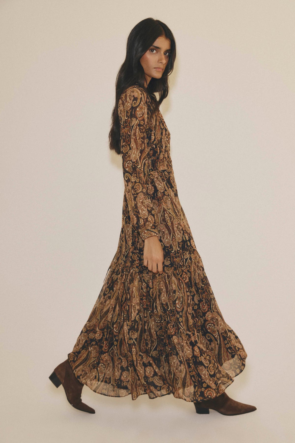 Vestido VANA Estampado Ocre