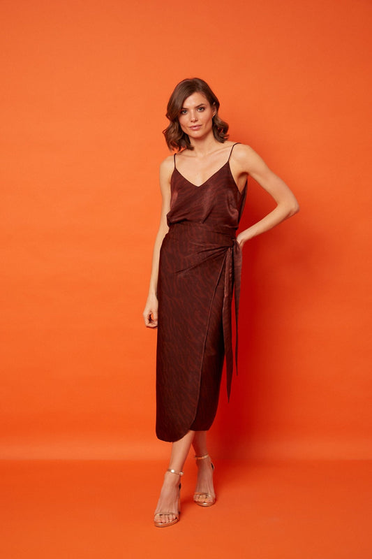 MADEIRA Skirt Cocoa Print Satin 